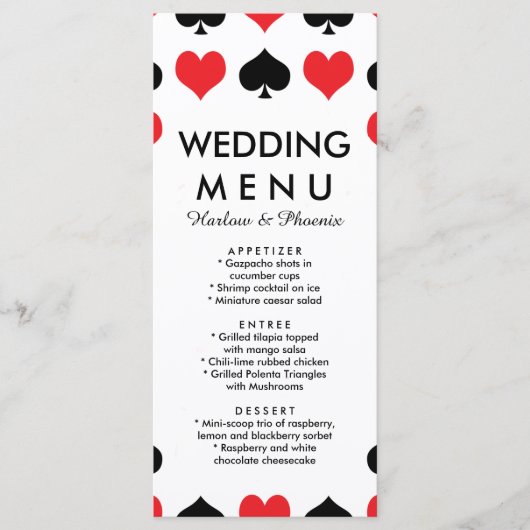 Menu Mariage Hearts Spades Casino (Devant)