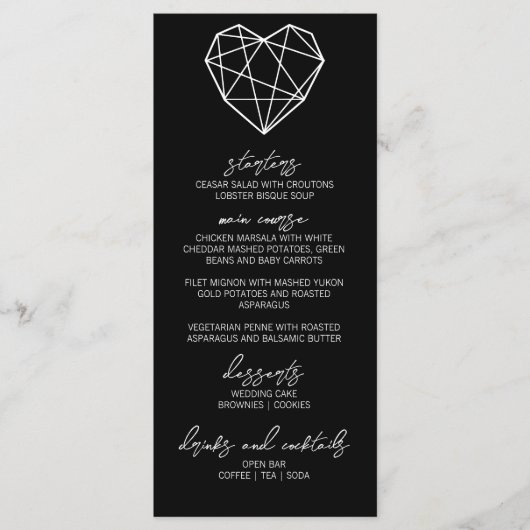 Menu Mariage Heartstrings (Devant)