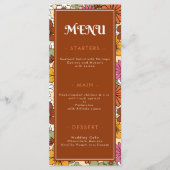 Menu Mariage hippie floral rétro Super seventies (Devant)