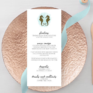 Menu Mariage Hippocampe d'aquarelle