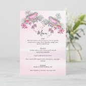 Menu Mariage hivernal à l'aquarelle Cônes de pin Oiseau (Debout devant)