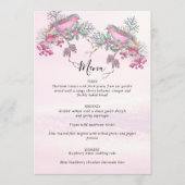 Menu Mariage hivernal à l'aquarelle Cônes de pin Oiseau (Devant)