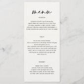 Menu mariage hommes noir et blanc simple élégant script (Devant)
