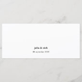 Menu Mariage horizontal unique moderne noir blanc (Dos)