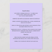 Menu Mariage Hydrangea Bleu et Lavande Clair (Dos)