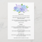 Menu Mariage Hydrangea Bleu et Lavande Clair (Devant)