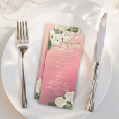 Menu mariage Hydrangeas Fleurs Chaînes Lumières Ro