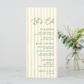 Menu Mariage Île Jaune Citron Rayures Calligraphie (Debout devant)