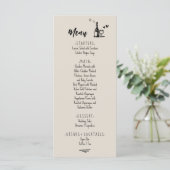 Menu Mariage Illustré à la Main Gris Rétro (Debout devant)