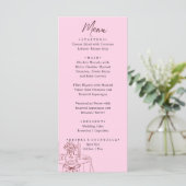 Menu Mariage Illustré à la Main Rose Fantaisiste  (Debout devant)