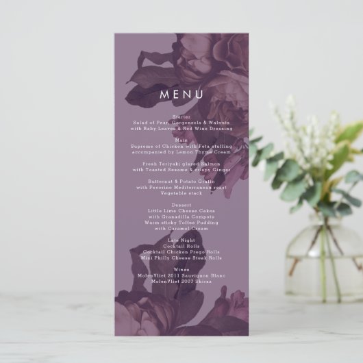 Menu Mariage Imaginaire violet (Debout devant)