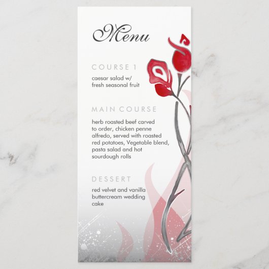 Menu Mariage incendie et glace | Roses d'argent ro (Devant)