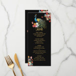 Menu Mariage indien Hindu Peacock Floral<br><div class="desc">Dark and Moody Rembrandt a inspiré floraux et paons aux accents faux or Mariage Menus. Tout libellé peut être modifié pour répondre à vos besoins, et idéal pour des événements tels que l'anniversaire de Bollywood, la remise des diplômes, Sangeet. Parfait pour votre mariage indien hindoue ou musulman, la réception ou...</div>