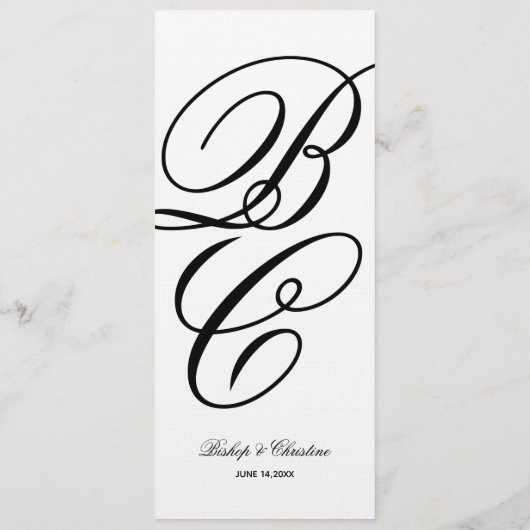 Menu Mariage Initiales élégant (Dos)