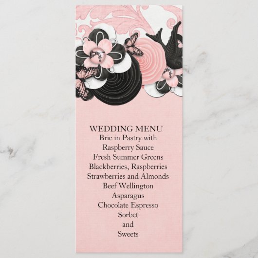 Menu Mariage Inséparable Pink Damask (Devant)