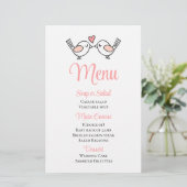 Menu Mariage Inséparables Rose Lovebirds (Debout devant)