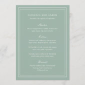 Menu Mariage intemporel au vert sauge traditionnel (Devant)