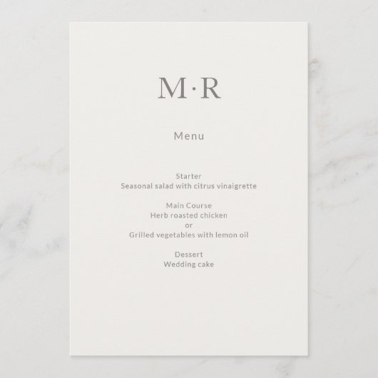 Menu Mariage Intime Minimaliste Moderne (Devant)