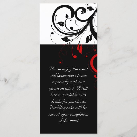 Menu Mariage inverse noir, blanc, rouge (Dos)