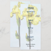 Menu Mariage iris et bourgeon jaune (Devant / Derrière)
