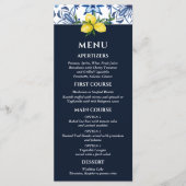 Menu Mariage italien de citron méditerranéen Navy (Devant)