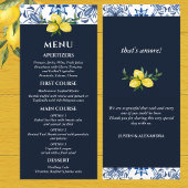 Menu Mariage italien de citron méditerranéen Navy