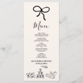 Menu Mariage italien gribouillé fantaisiste ondulé noir (Devant)