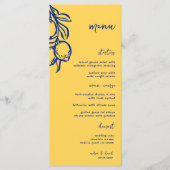 Menu Mariage Italien Rétro Dessiné à la Main Bleu (Devant)