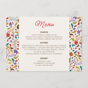 Menu Mariage Jardin de fleurs exotiques Wild Rose Woods