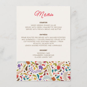 Menu Mariage Jardin de fleurs exotiques Wild Rose Woods