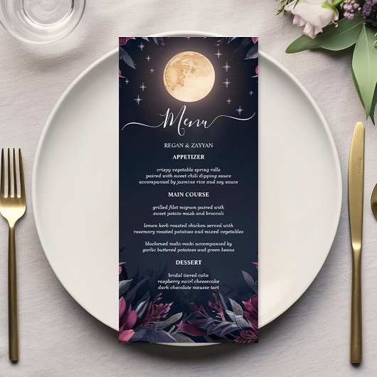 Menu Mariage Jardin de Lune de Minuit