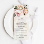 Menu Mariage Jardin rose rose pâle<br><div class="desc">Une belle carte de menu floral rose vif qui conviendra parfaitement à tous les événements spéciaux. Conçu avec des Fleurs Roses Douces. Objets correspondants dans notre magasin Cava Party Design</div>