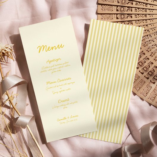 Menu Mariage Jaune au beurre moderne