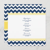 Menu mariage Jaune Bleu Chevron (Devant / Derrière)