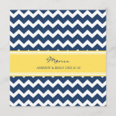 Menu mariage Jaune Bleu Chevron (Dos)