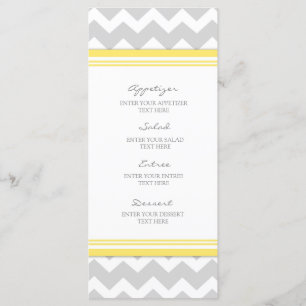 Menu mariage Jaune Gris Chevron