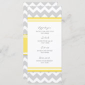 Menu mariage Jaune Gris Chevron (Devant / Derrière)