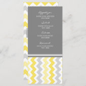 Menu mariage Jaune Gris Chevron (Devant / Derrière)