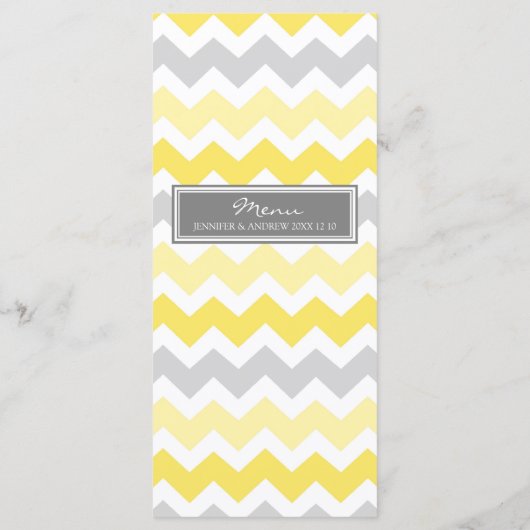 Menu mariage Jaune Gris Chevron (Dos)