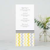 Menu mariage Jaune Gris Chevron (Debout devant)