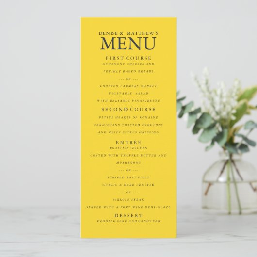 Menu Mariage jaune pâle (Debout devant)