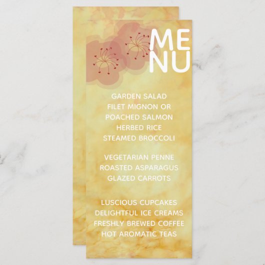 Menu mariage Jaunes d'influence asiatique Golfs (Devant / Derrière)