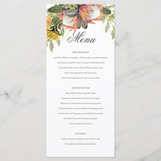 Menu Mariage King Protea Bouquet (Devant)