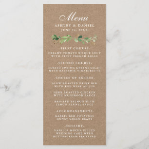 Menu Mariage Kraft de eucalyptus botanique