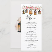 Menu Mariage Lanterne Florale Aquarelle Rustique (Devant / Derrière)