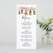 Menu Mariage Lanterne Florale Aquarelle Rustique (Debout devant)