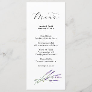Menu Mariage Lavande aquarelle