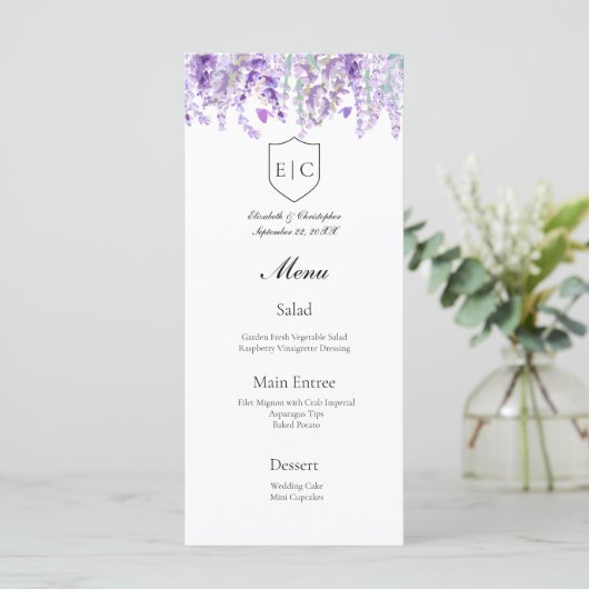 Menu Mariage Lavender Botanogram (Debout devant)