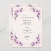Menu Mariage Lavender et Blush Rose (Devant / Derrière)