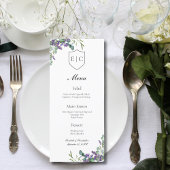 Menu Mariage Lavender Eucalyptus Monogram